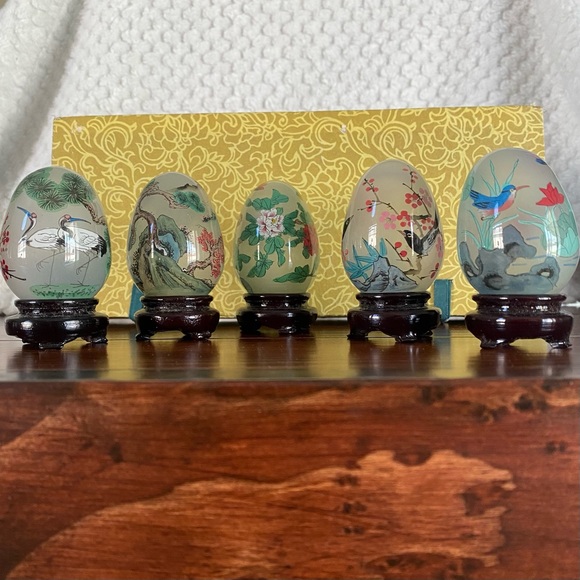 Accents Vintage Asian Reverse Painted Glass Eggs Poshmark